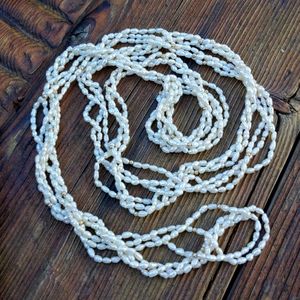 *SOLD* Vtg/antq freshwater rice pearl 3 strand wrap necklace extra long 66"